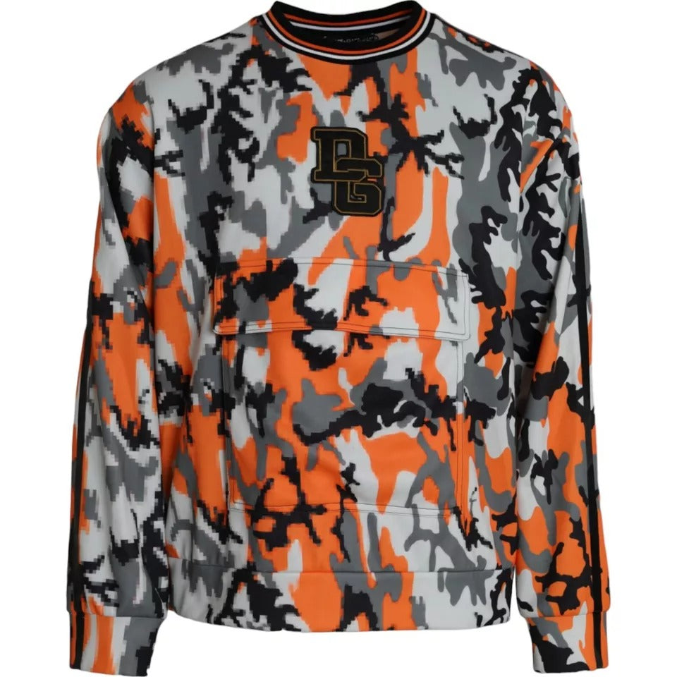 Multicolor Camouflage Crew Neck Pullover Sweater