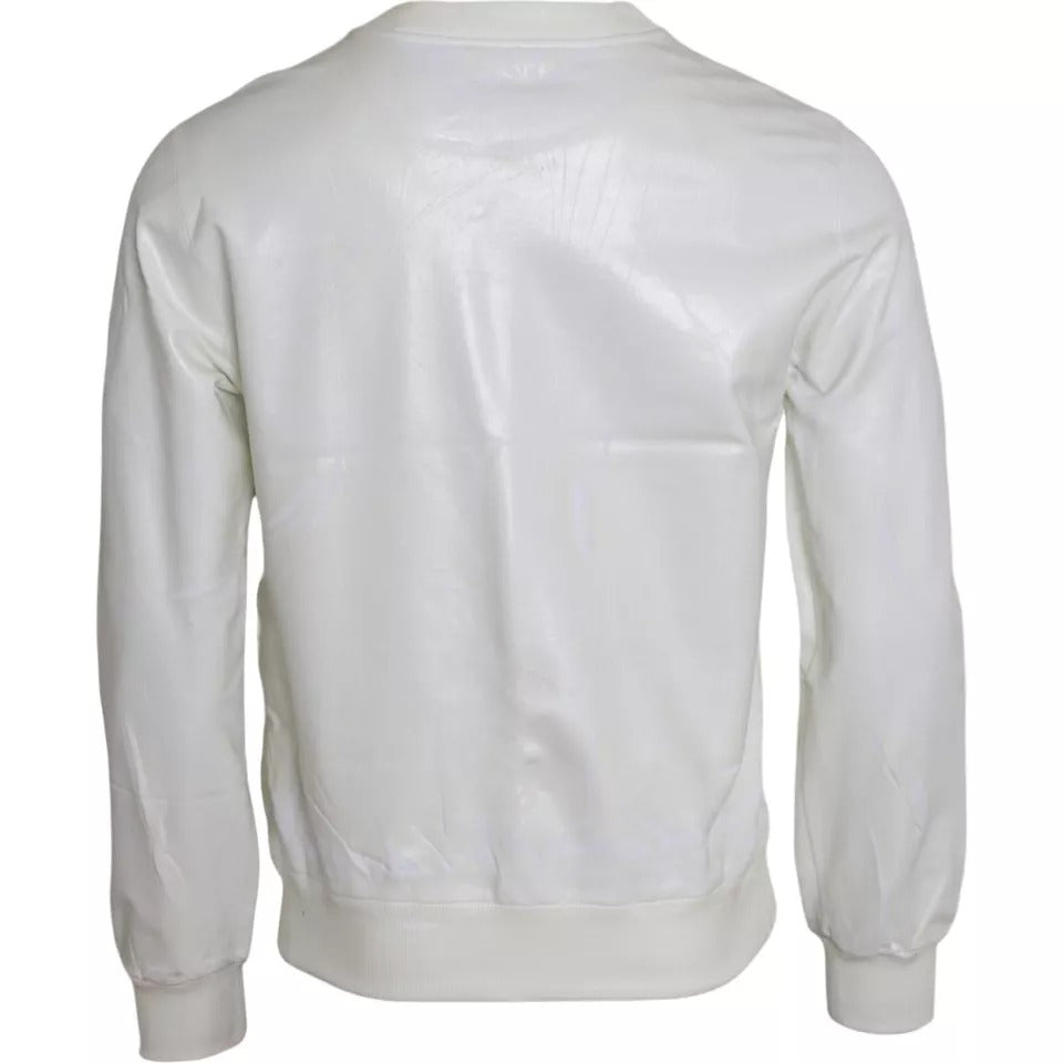 White Cotton Crew Neck Sweatshirt Sweater