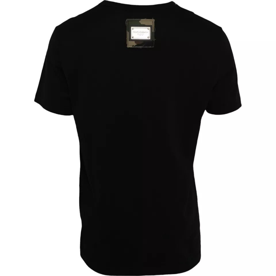 Black Camouflage Cotton Short Sleeve T-shirt