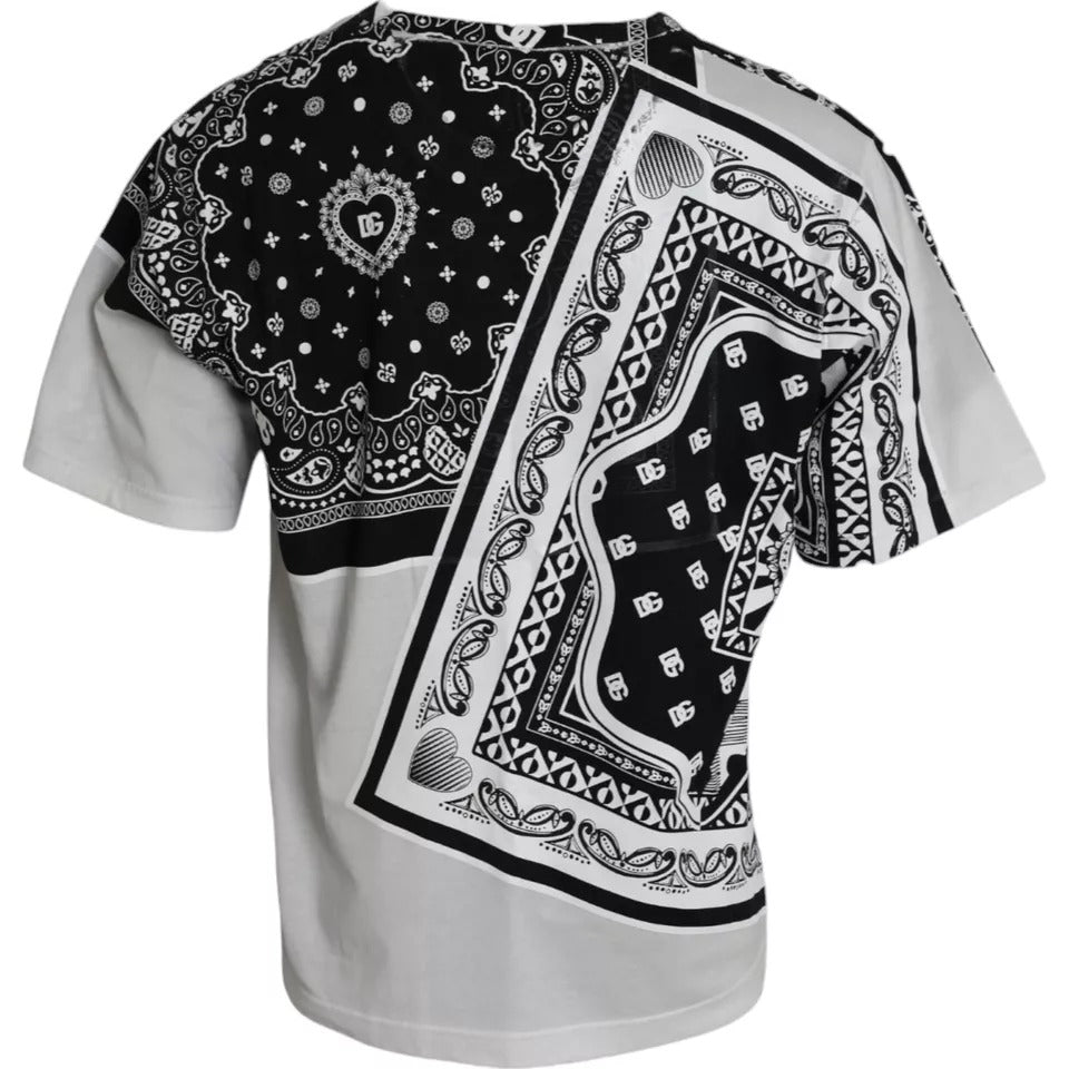 White Bandana Print Cotton Short Sleeves T-shirt