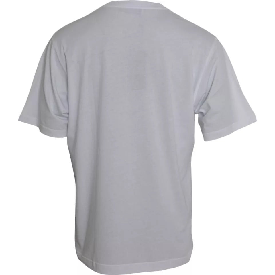 White Logo Round Neck Short Sleeves T-shirt