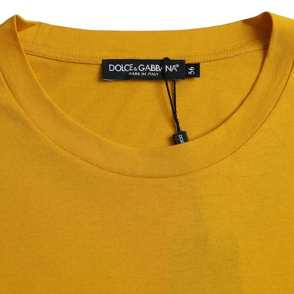 Dark Yellow Logo Cotton Round Neck T-shirt