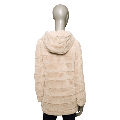 Beige Polyester Women Coat