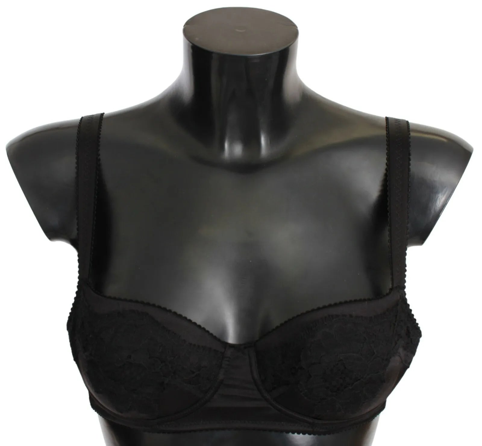 Black Silk Lace Balconcino Bra Underwear