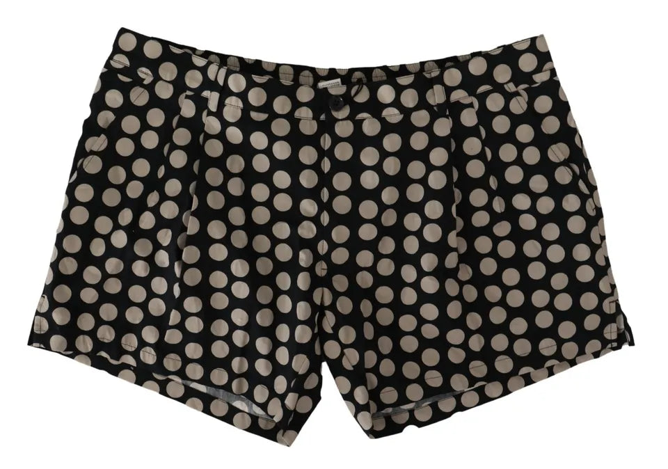 Black White Polka Dots Cotton Linen Shorts