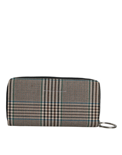 Multicolor Houndstooth Continental Zip Around Clutch Wallet