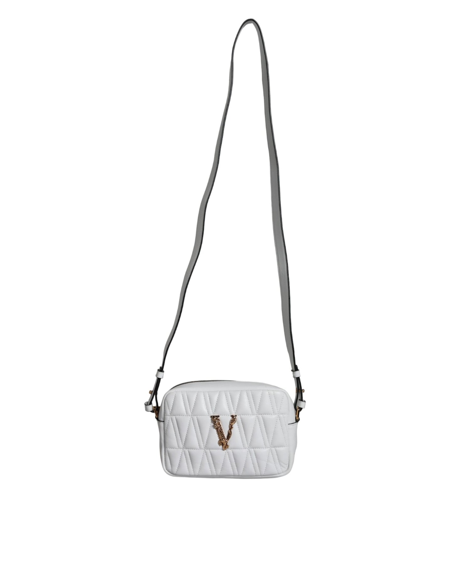 White Quilted Nappa Leather Crossbody Shoulder Bag