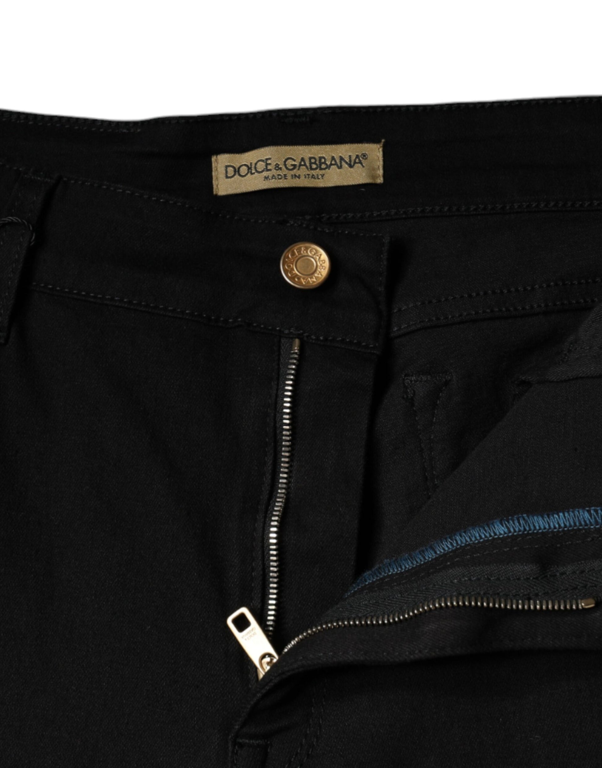 Black Cotton Stretch Skinny Denim Jeans