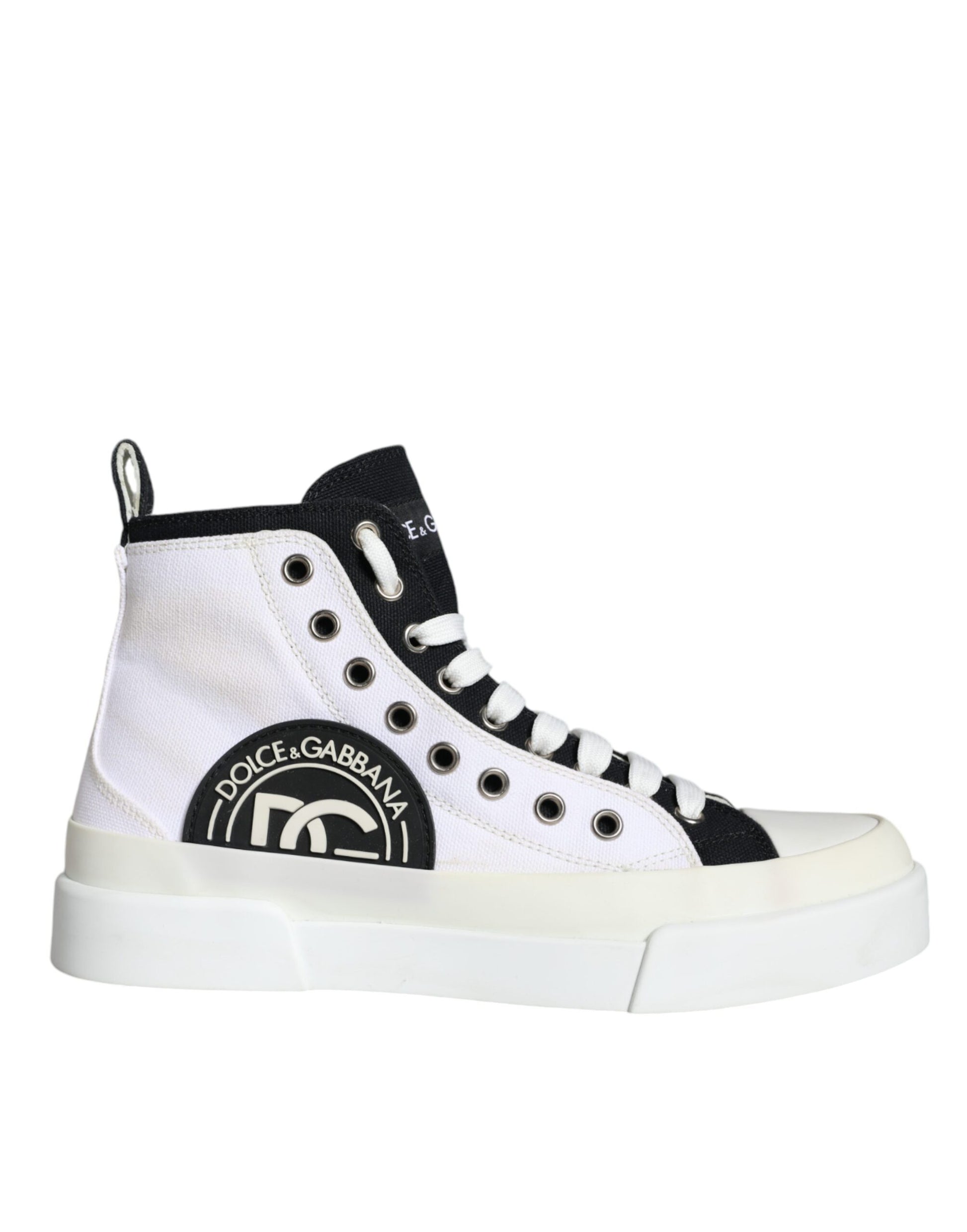 White Black Canvas Logo Mid Top Sneakers Shoes