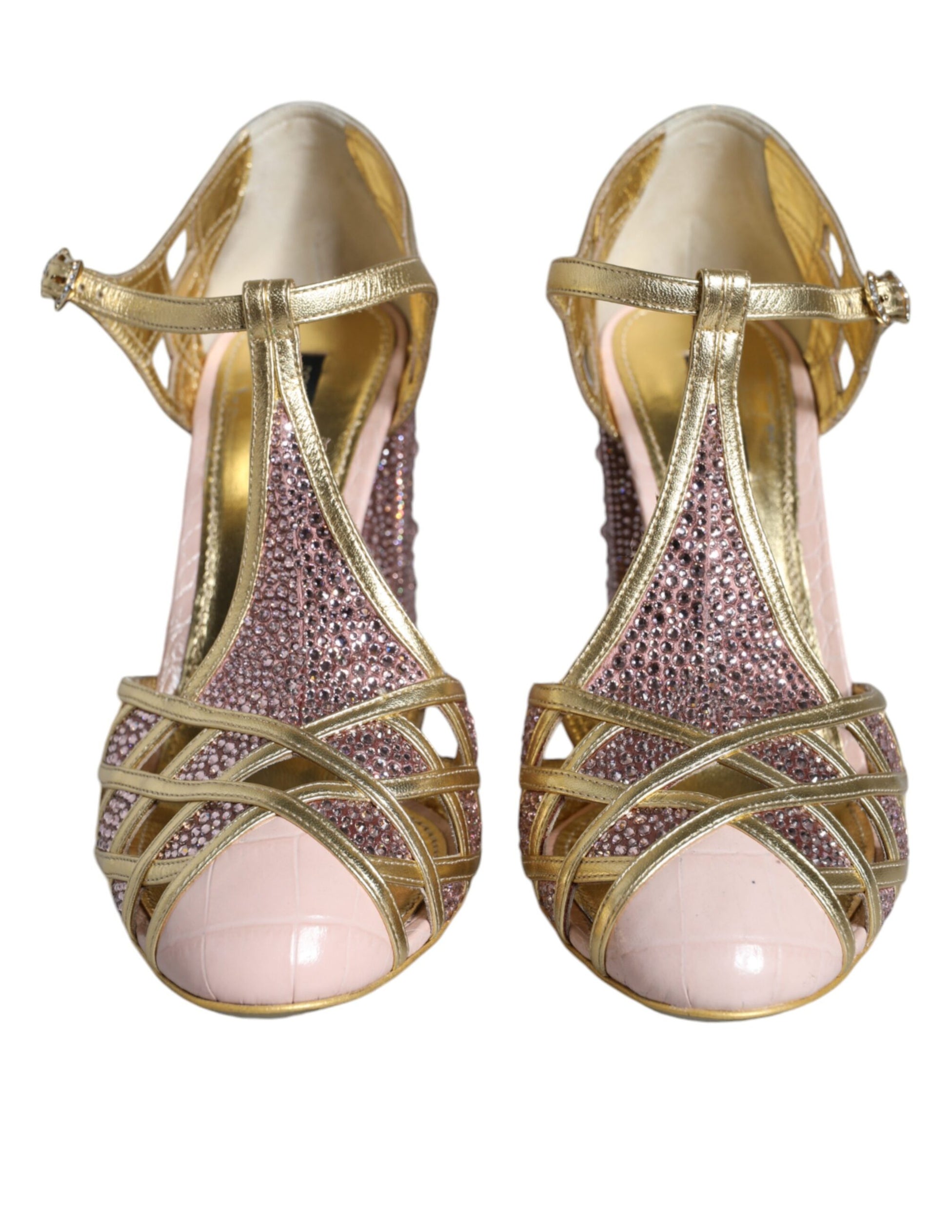 Pink Strass Crystals T-strap Sandals Shoes