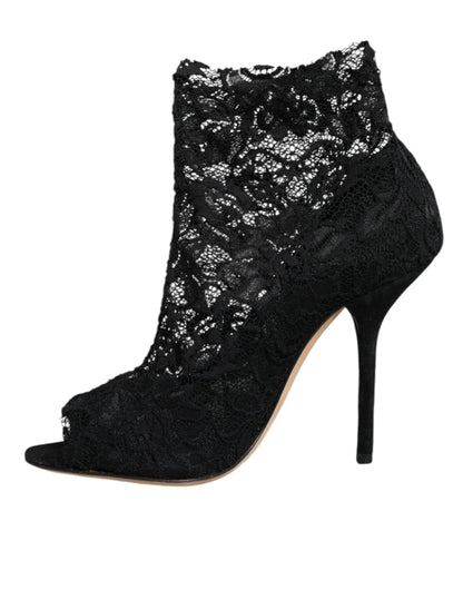 Black Stretch Taormina Lace Boots Shoes