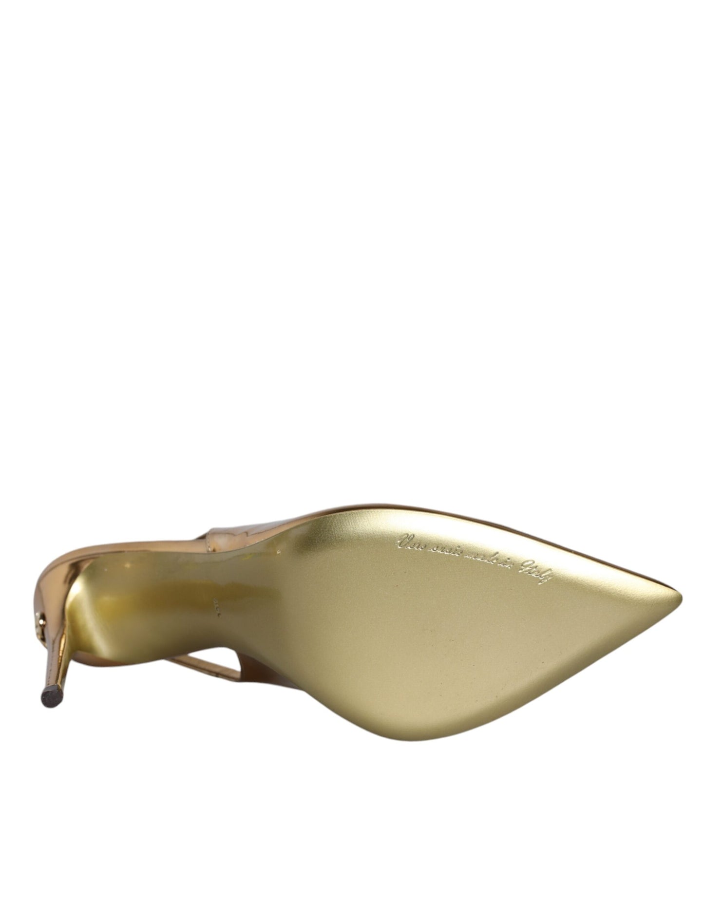 Gold Patent Leather Heels Slingback Shoes