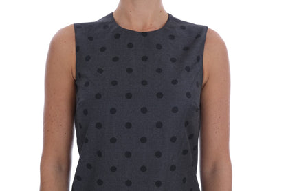 Chic Sleeveless Polka Dot Wool Dress