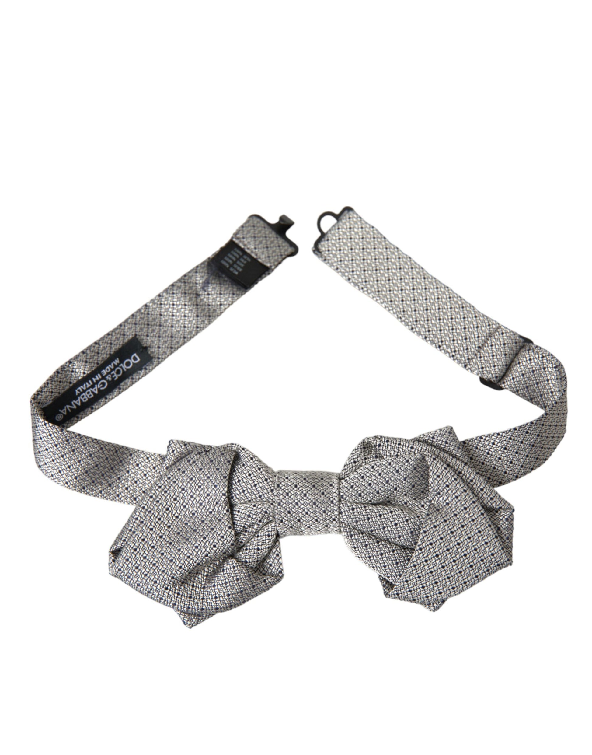 Gray Silk Adjustable Neck Men Bow Tie