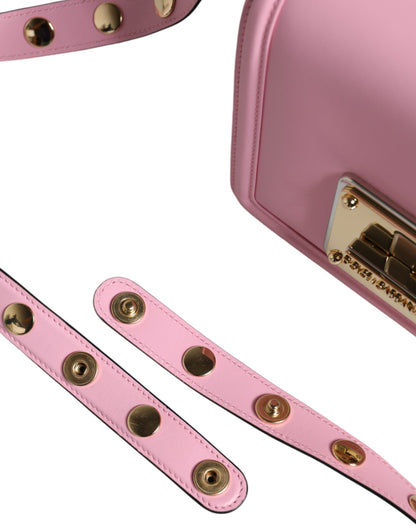 Baby Pink LOLA Leather Studded Crossbody Strap Bag