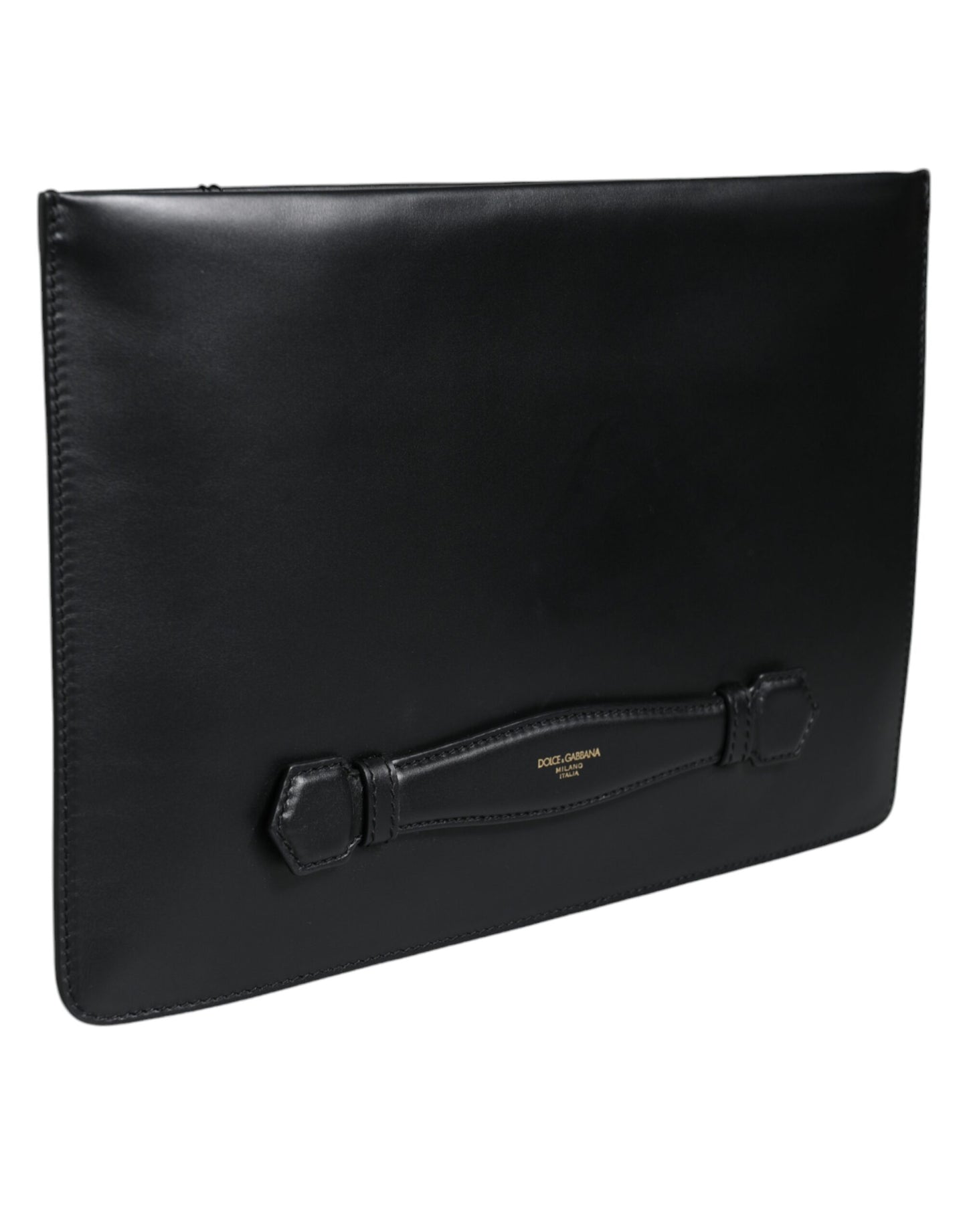 Black Calfskin Leather Mediterranean Pouch Bag