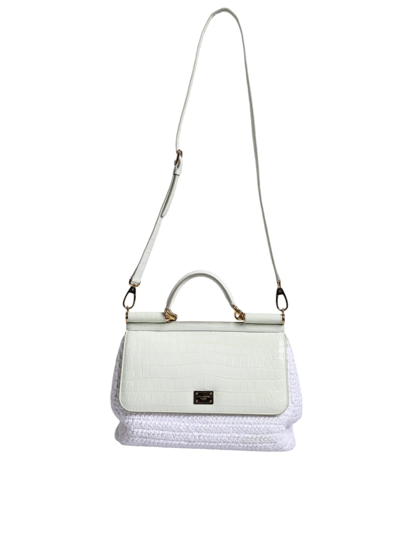 White Rafia Leather SICILY Crossbody Bag