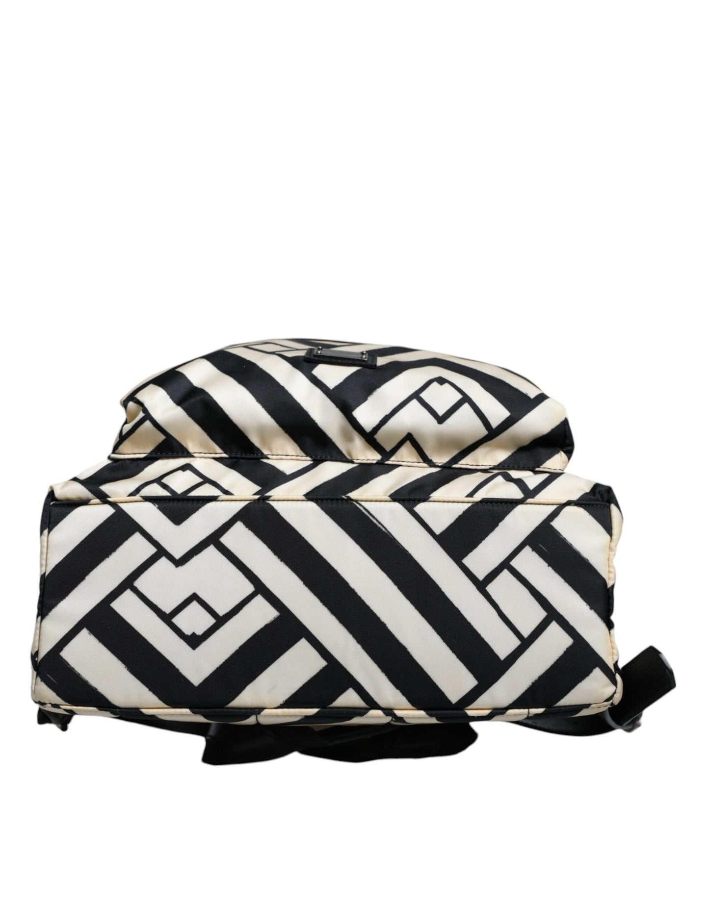 Black White Nylon Leather Travel Back Pack Bag