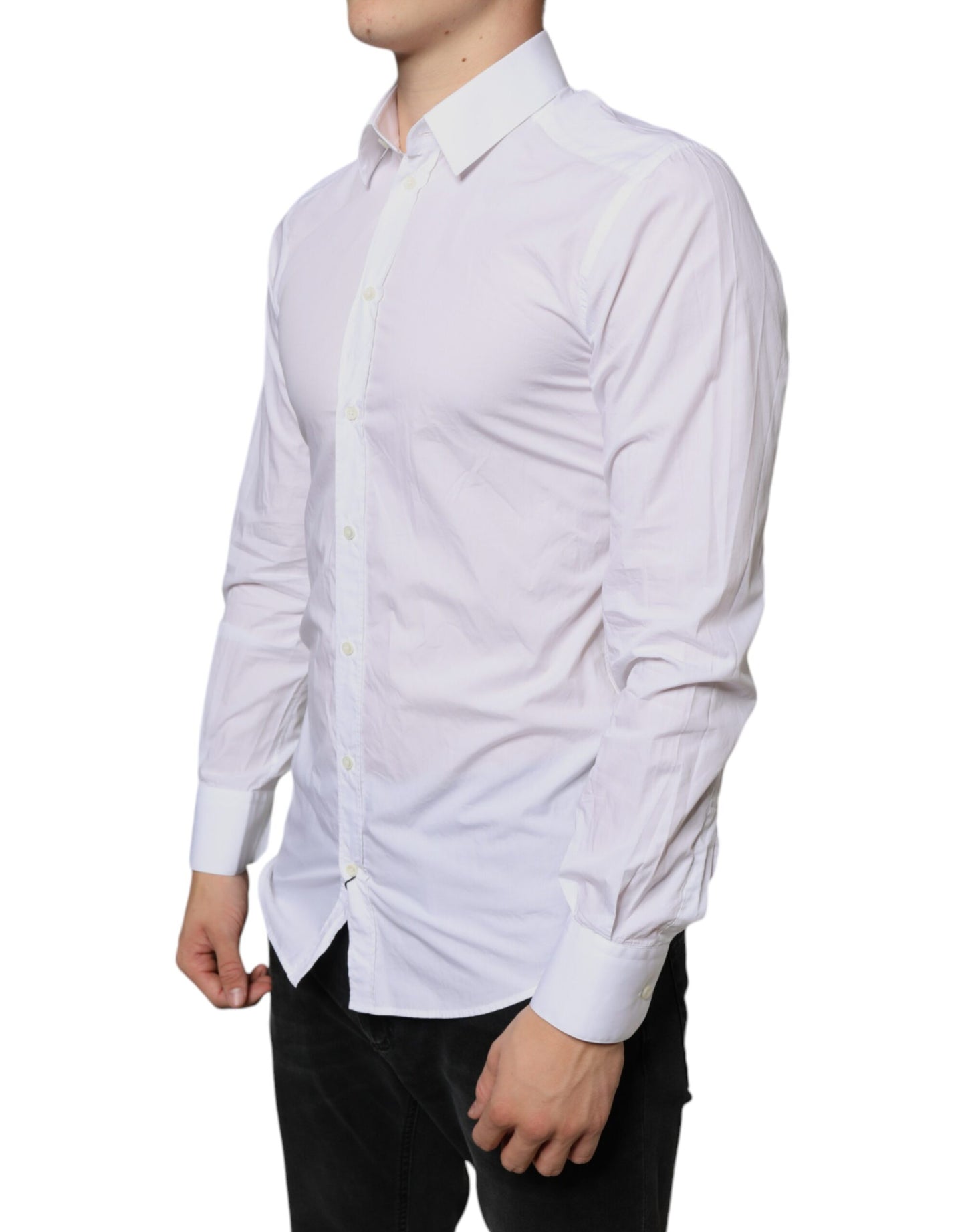 White Cotton Collared Men Formal Dress Shirt