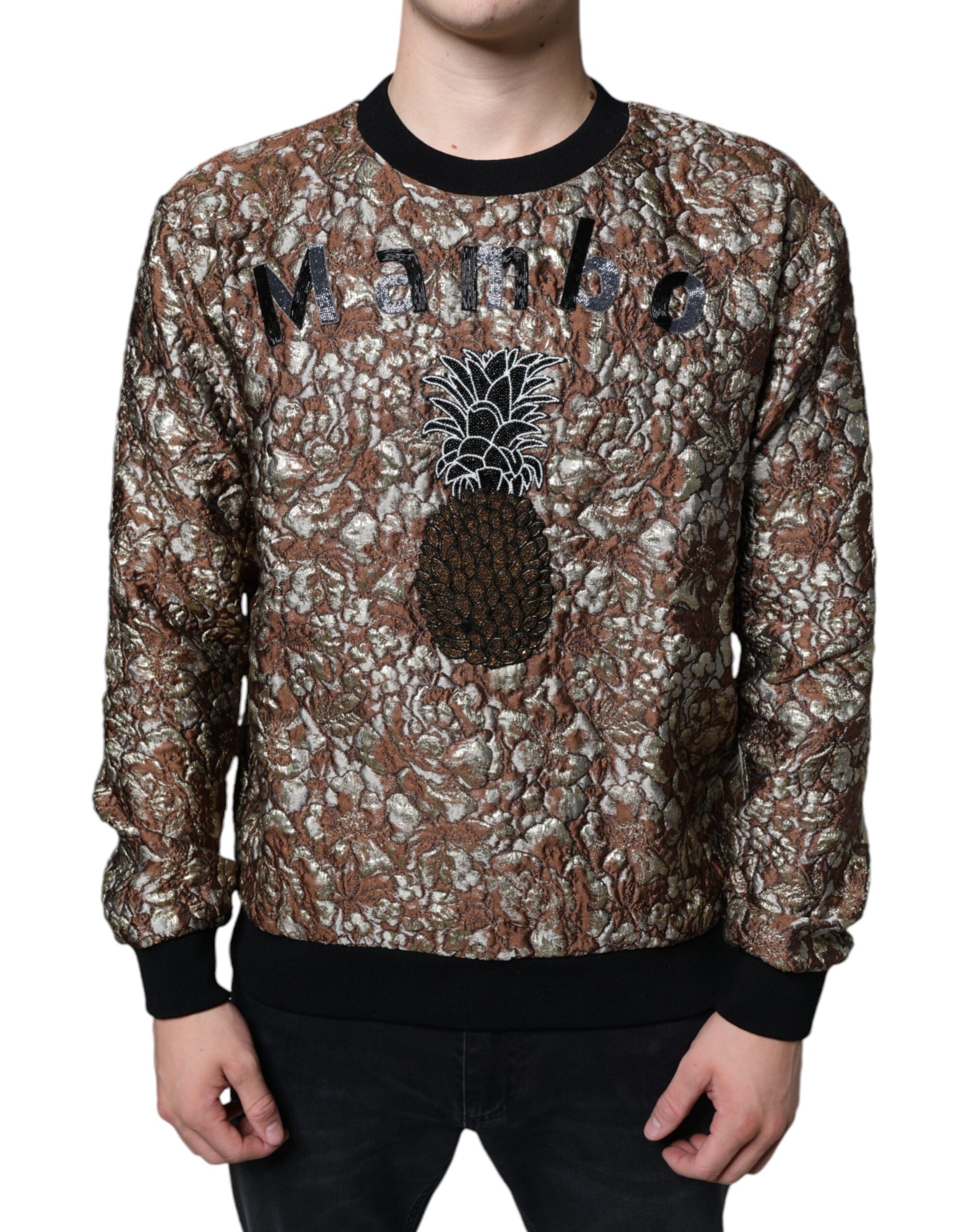 Brown Jacquard Mambo Pineapple Pullover Sweater