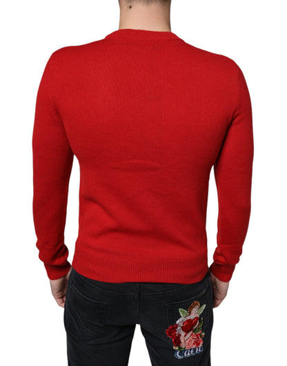 Red I'm The King Wool Crew Neck Sweatshirt Sweater