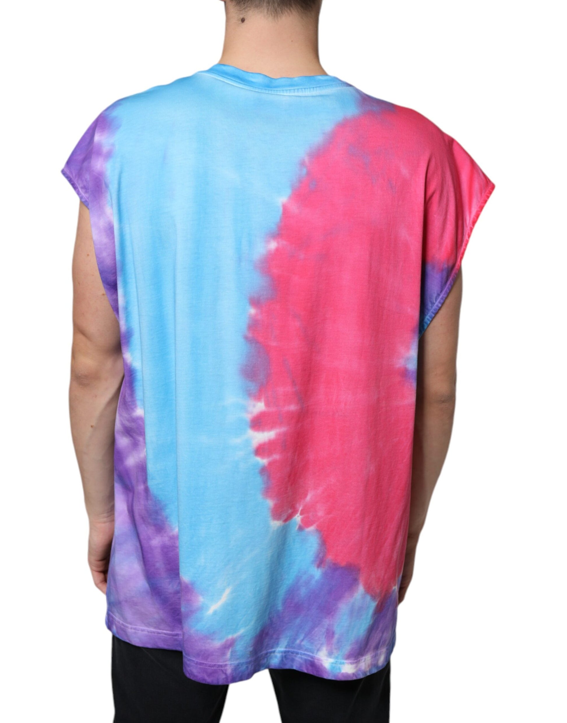 Multicolor Tie Dye Cotton Sleeveless T-shirt