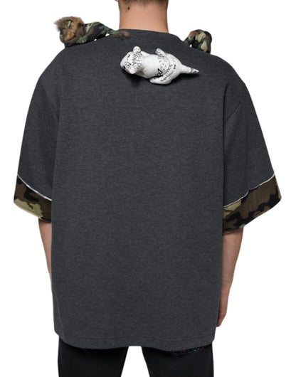 Gray Camouflage Animal Stuff Cotton T-shirt