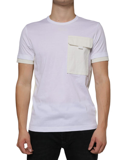 White Cotton Pocket Short Sleeves T-shirt