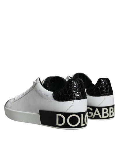 Black Leather Logo Portofino Sneaker Shoes