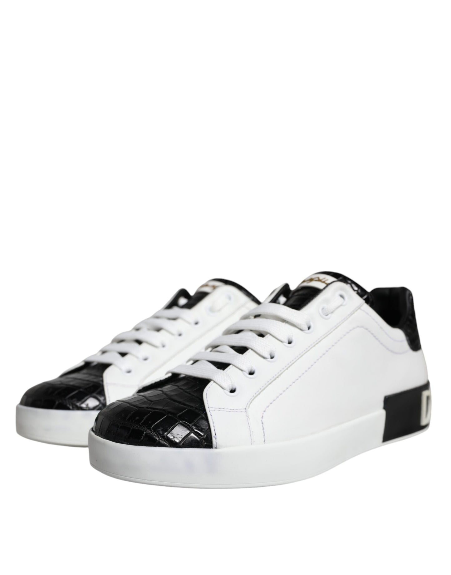 Black Leather Logo Portofino Sneaker Shoes