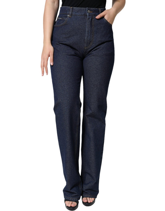 Dark Blue Cotton Stretch Straight Denim Jeans