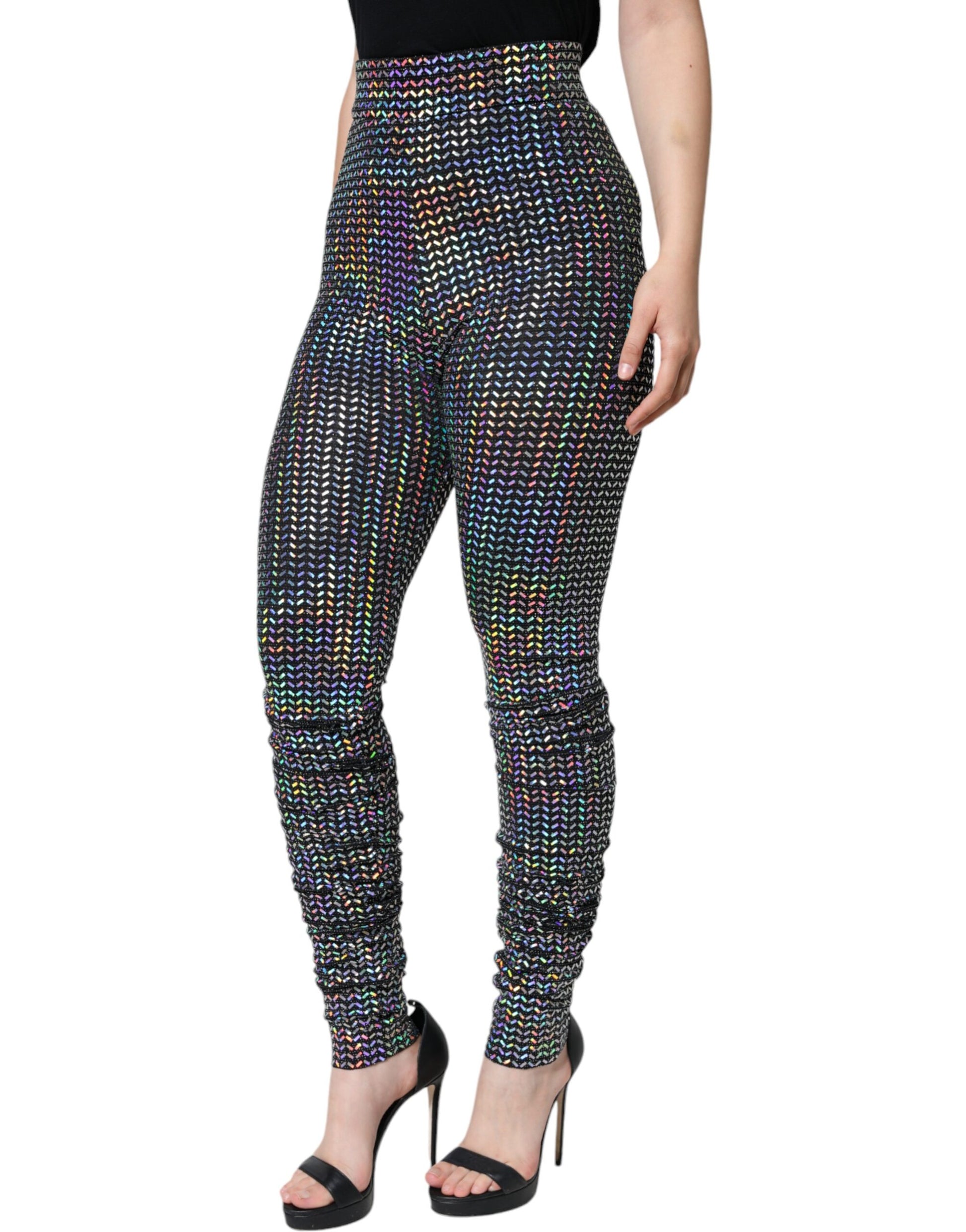 Silver Iridescent Sequin Ruched Pants