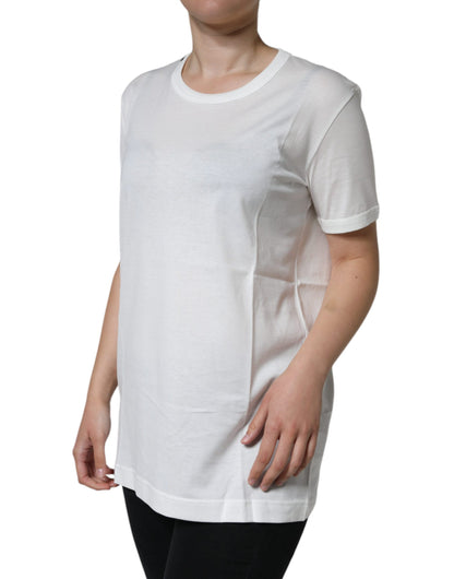 White Cotton Crew Neck Short Sleeve T-shirt