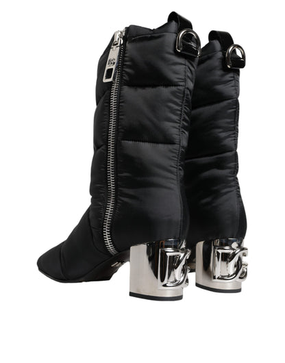 Black Padded DG Logo Heels Boots Shoes