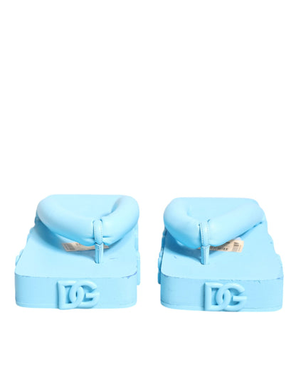 Light Blue Rubber Slides Flats Sandals Shoes