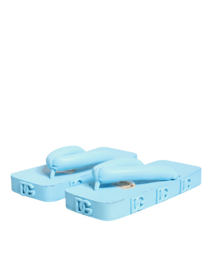 Light Blue Rubber Slides Flats Sandals Shoes