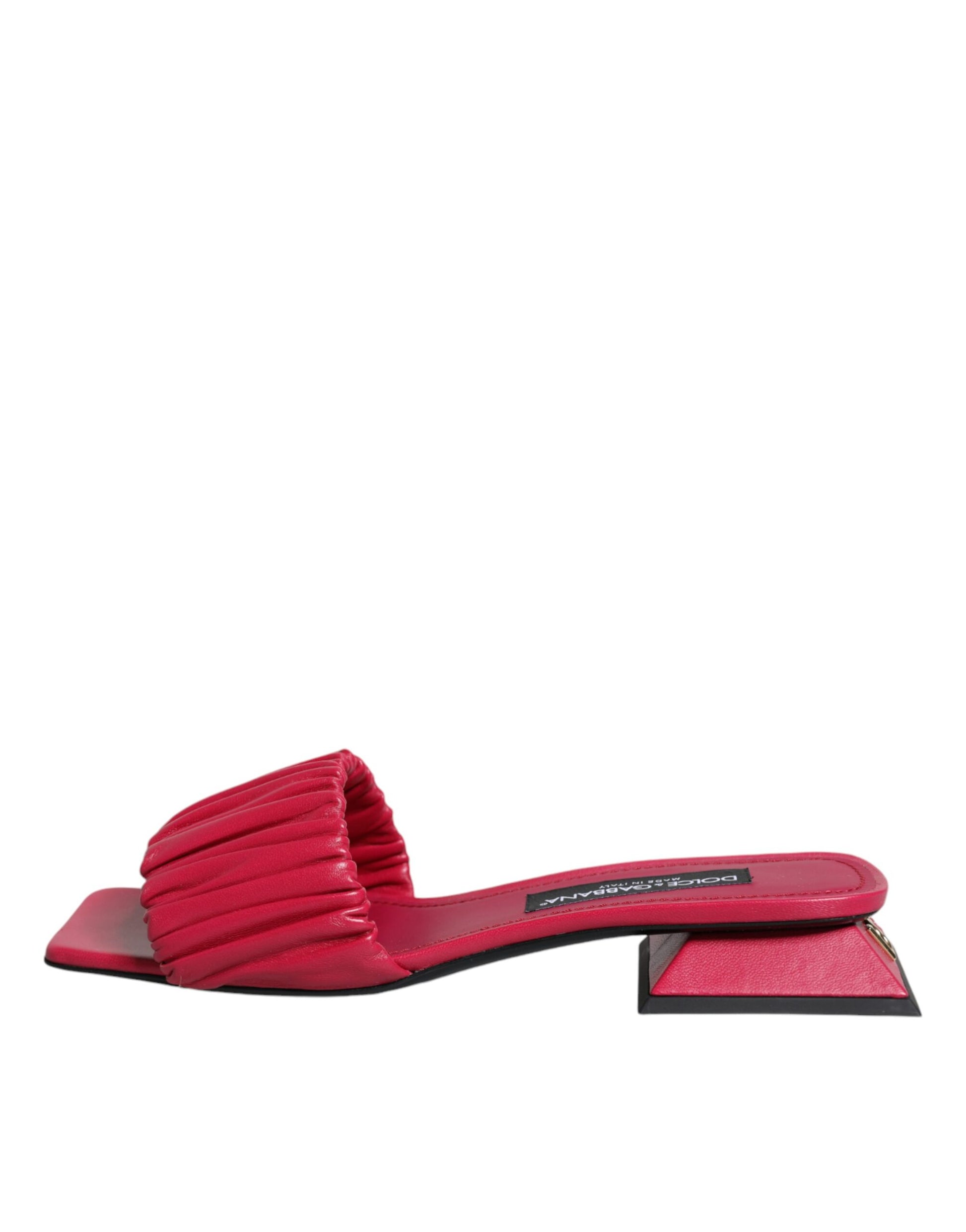 Fuchsia Leather Slides Flats Sandals Shoes