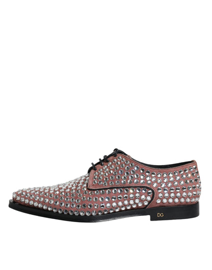 Brown Strass Embellished Derby Dress Shoes