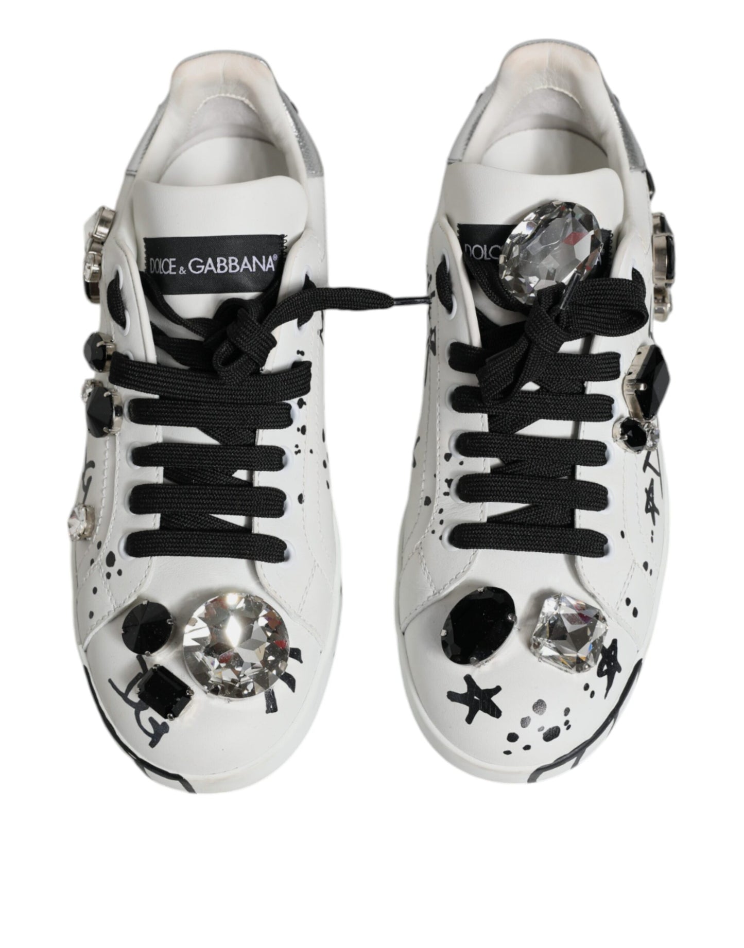 White Crystal Portofino Low Top Sneaker Shoes