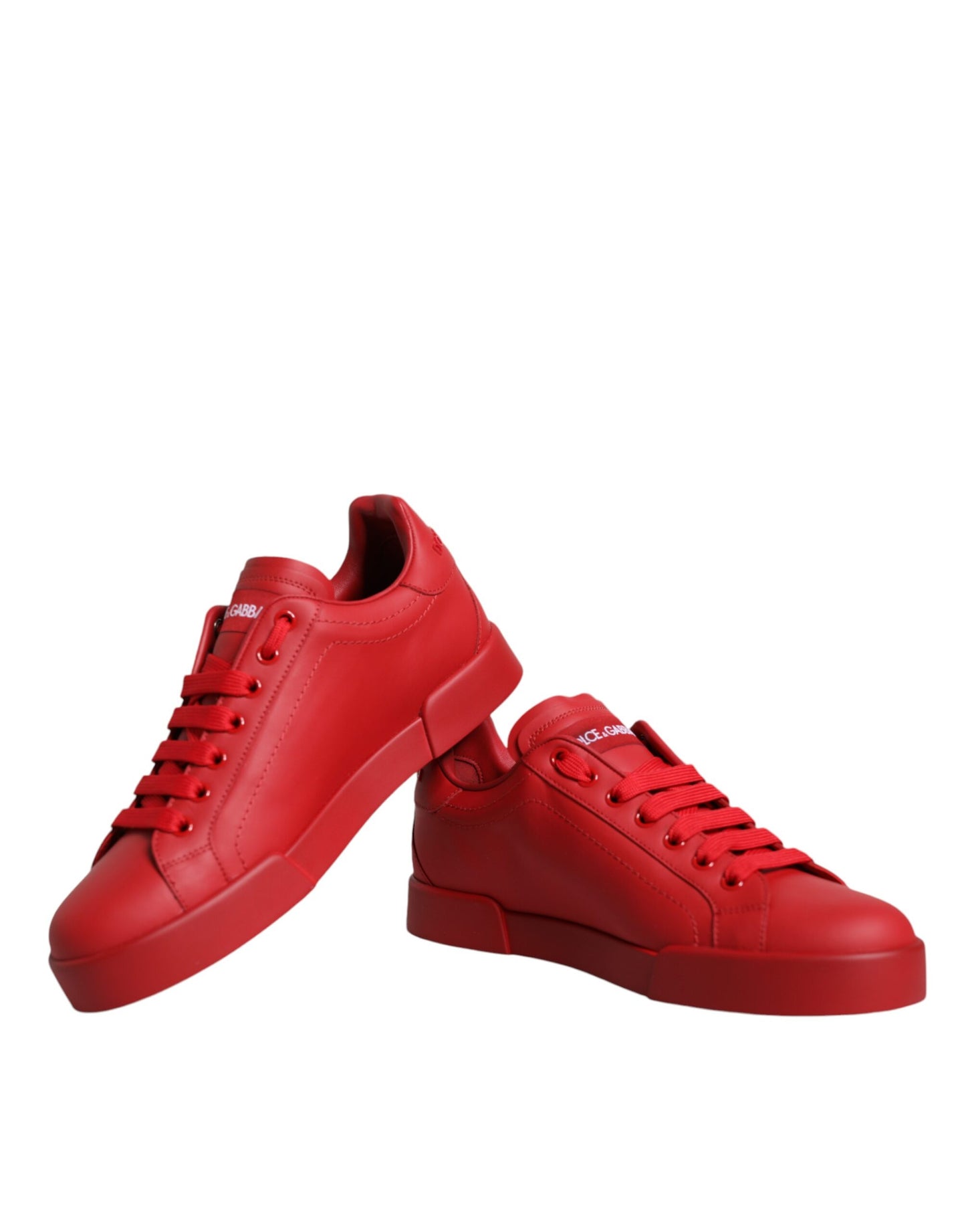 Red Leather Low Top Women Sneakers Shoes