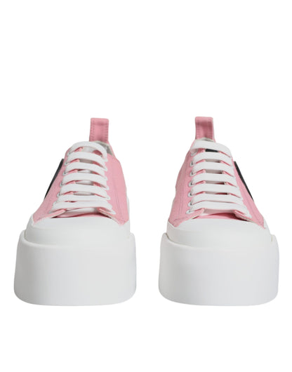 Pink White Canvas Logo Low Top Sneakers Shoes