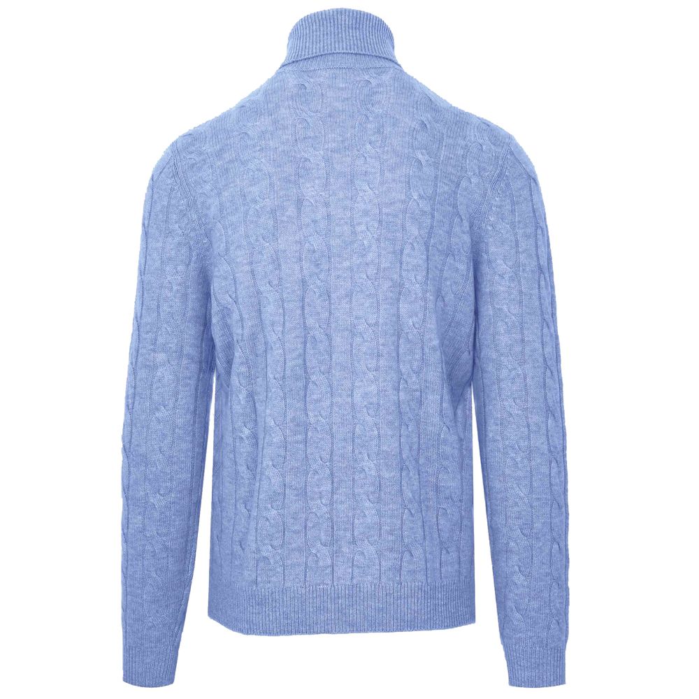 Light Blue Wool Men's Turtleneck Sweater