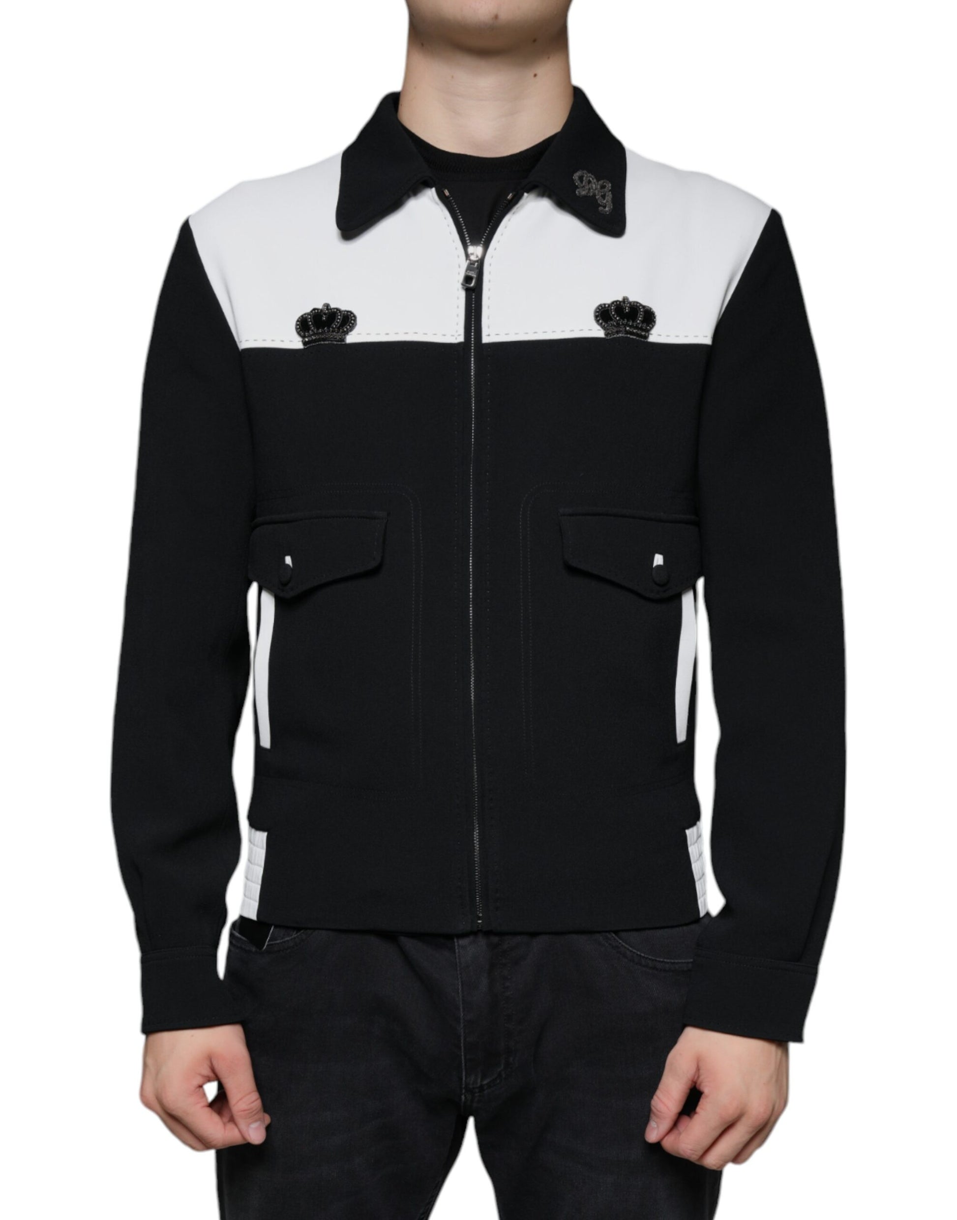 Black White DG Crown Full Zip Blouson Jacket