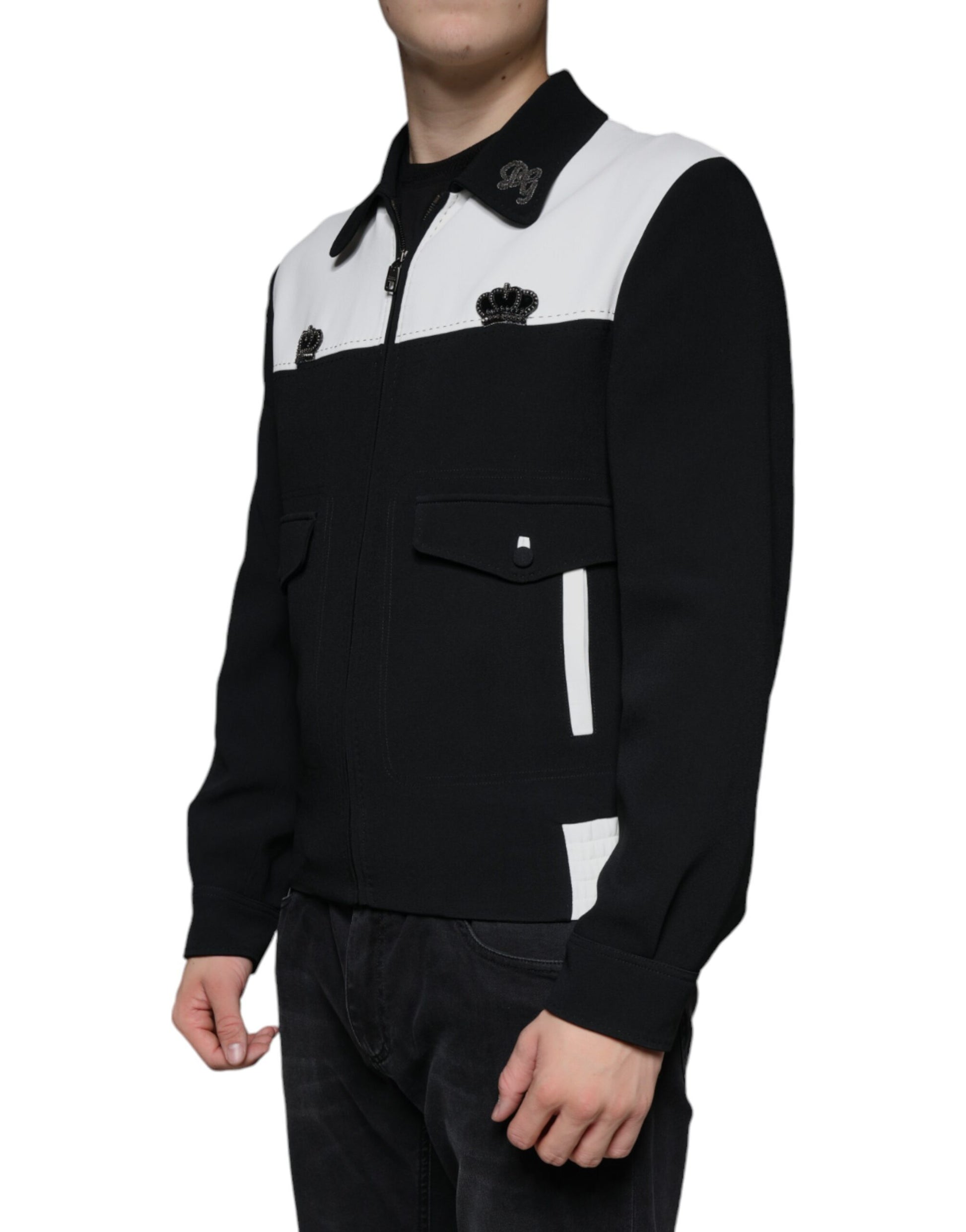 Black White DG Crown Full Zip Blouson Jacket