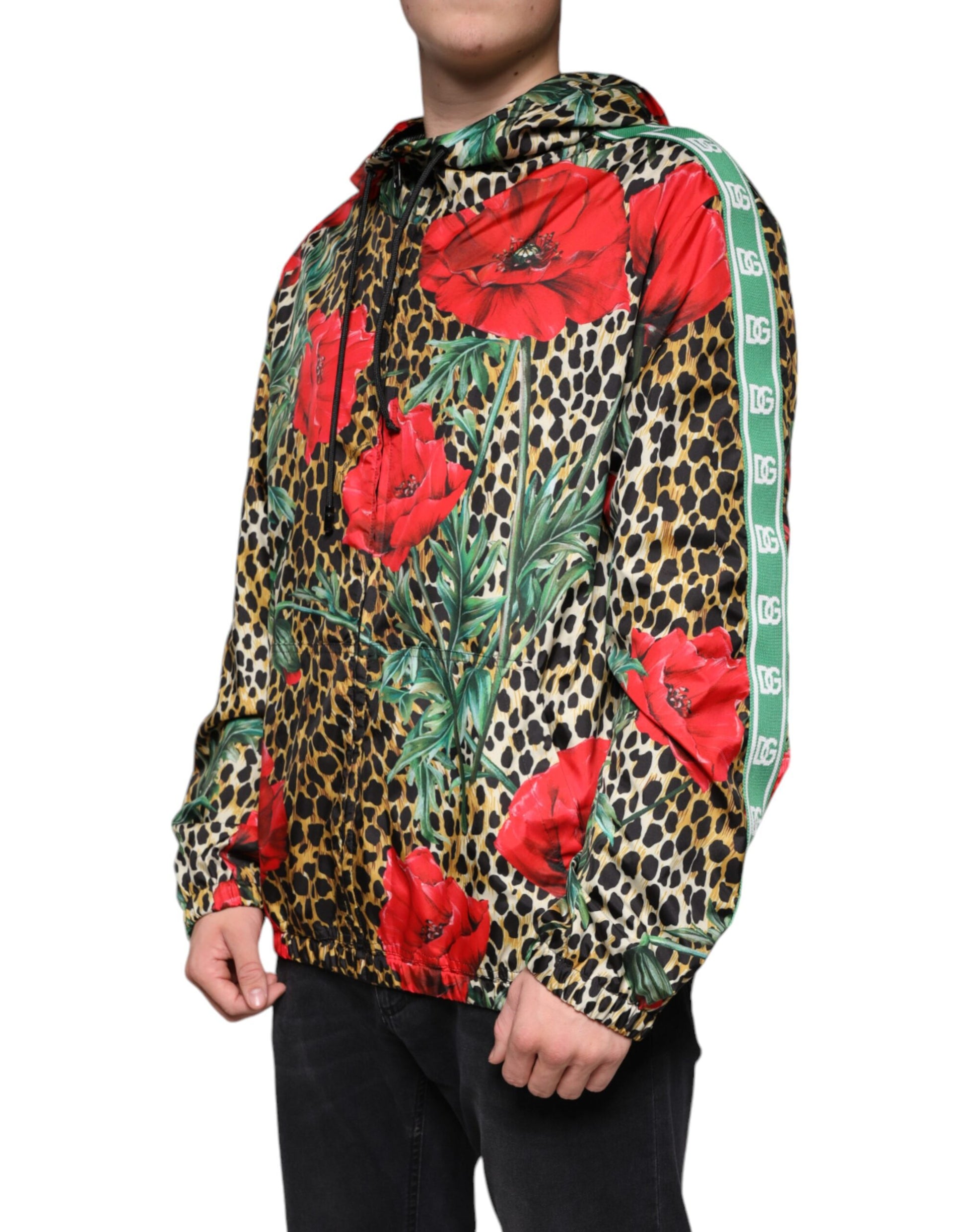 Multicolor Leopard Floral Hooded Jacket