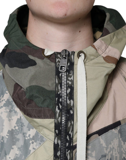 Multicolor Camouflage Full Zip Hooded Jacket