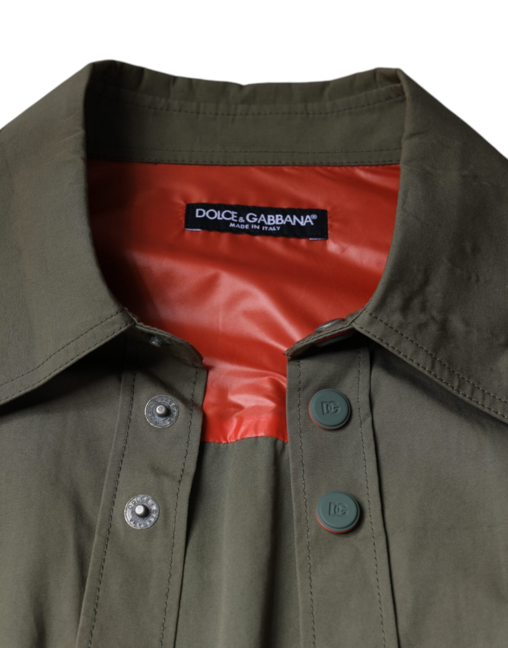 Military Green Cotton Bend Collared Coat Jacket