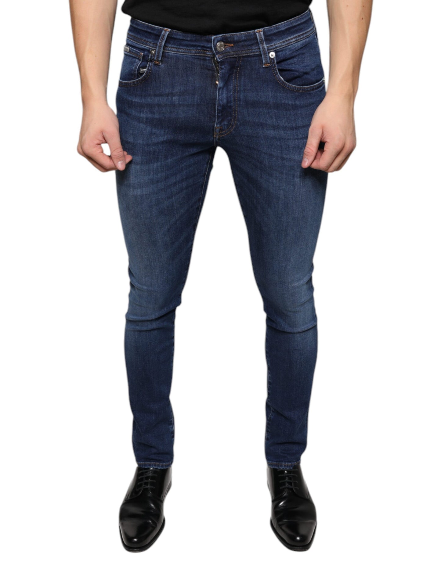 Dark Blue Cotton Stretch Skinny Denim Jeans