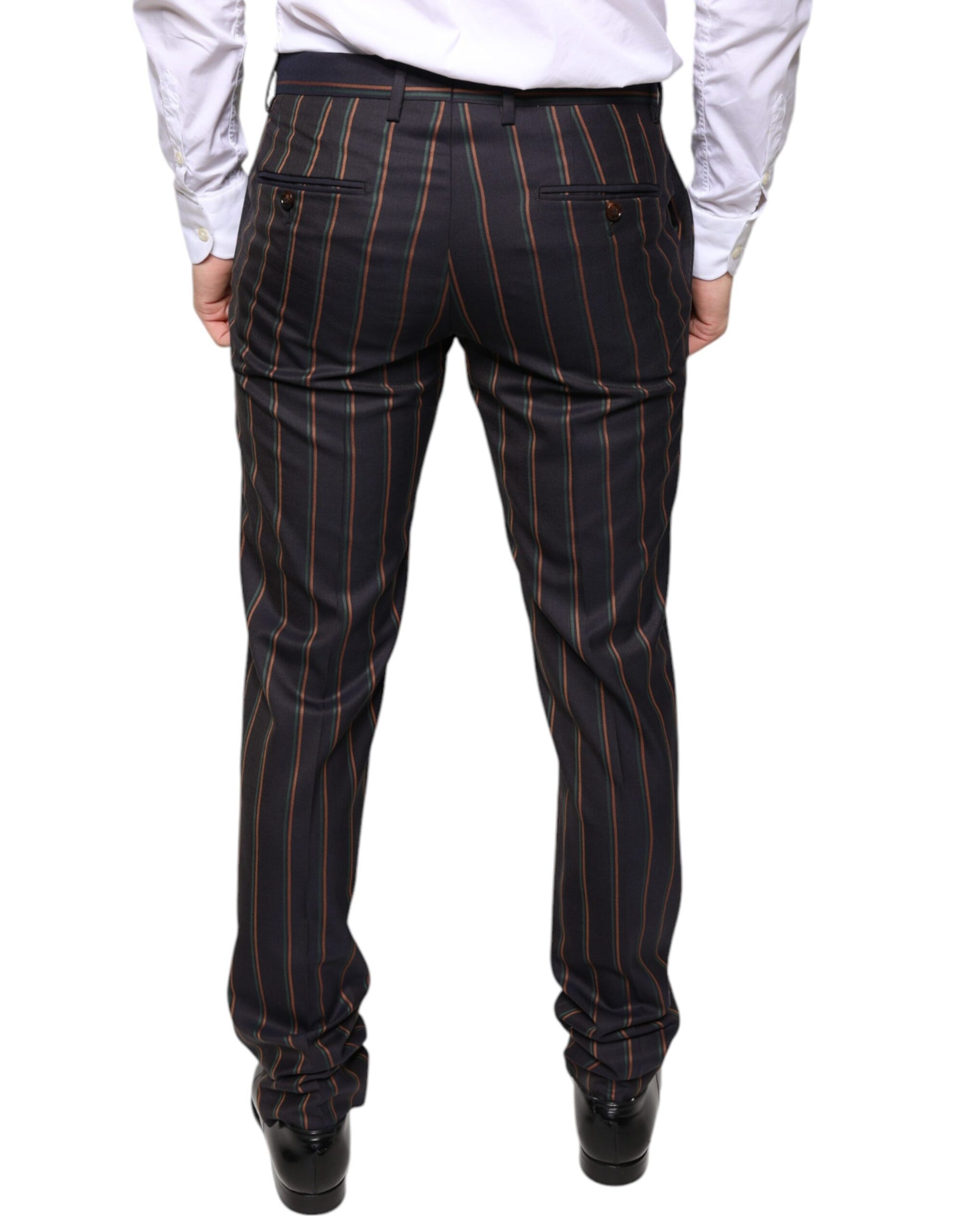 Brown Stripes Skinny Men Dress Pants