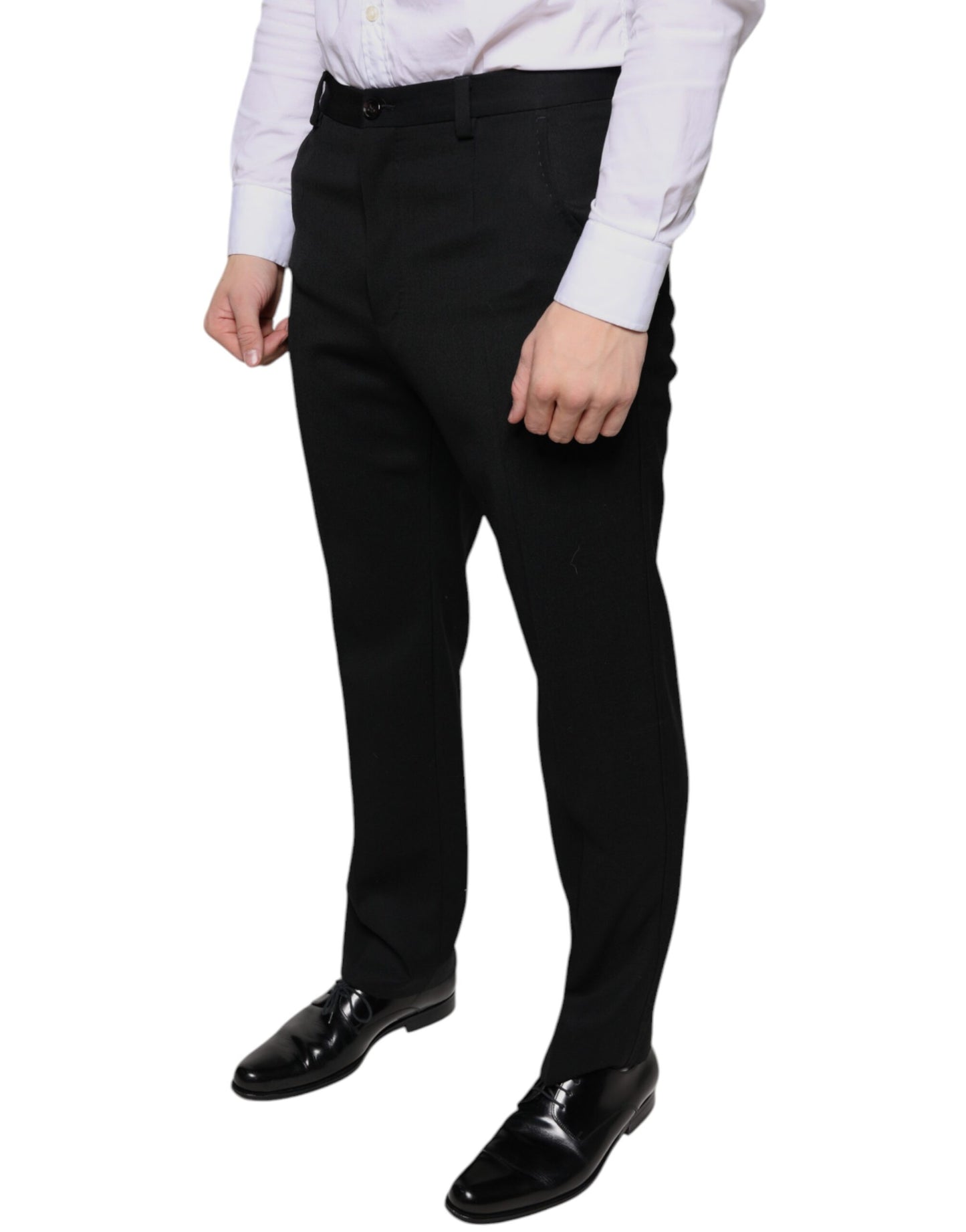 Black Wool Skinny Men Dress Pants